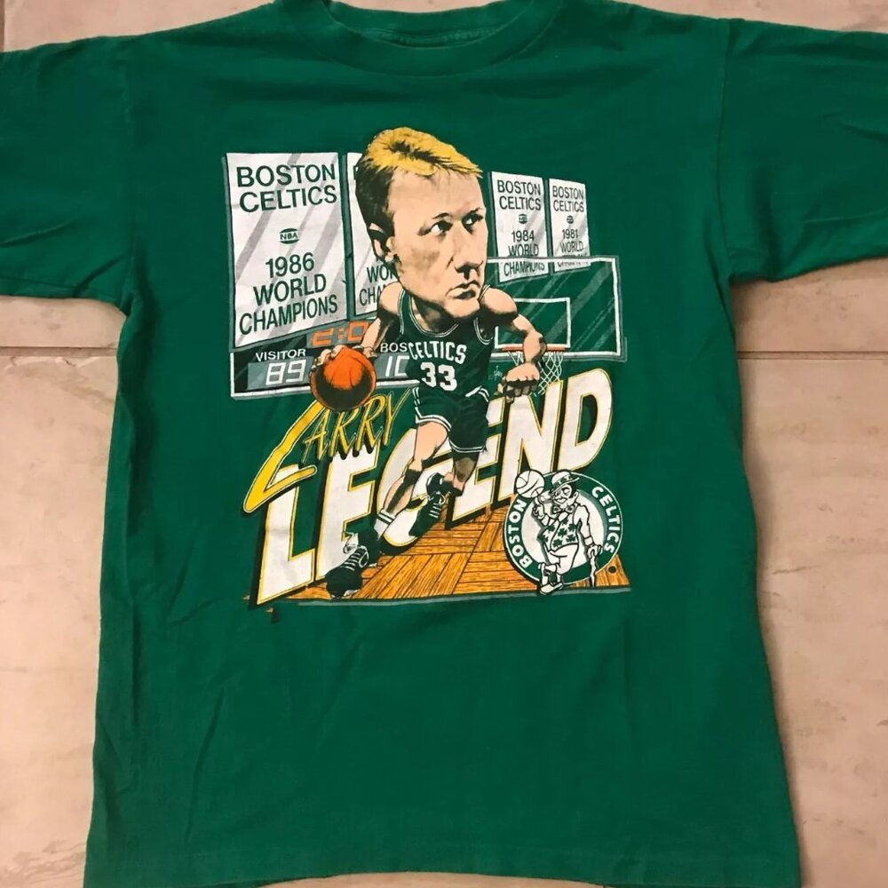 Larry Bird legend boston celtics Caricature Green 1986 world champions shirt